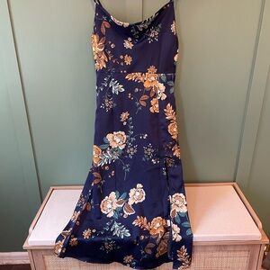 Floral cowl neck  Navy Dress